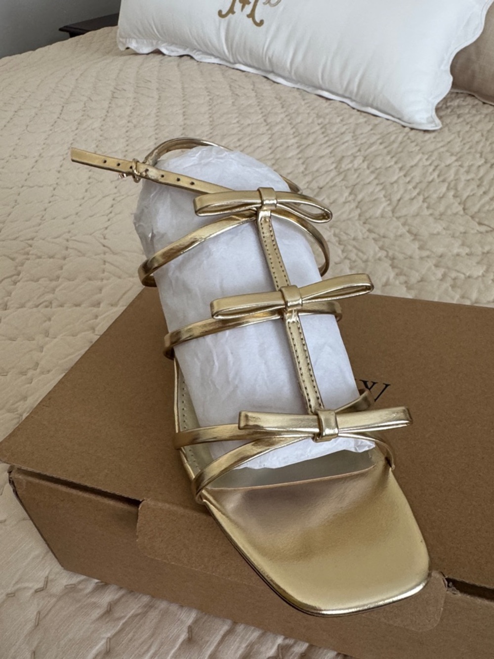 J Crew factory Gold Bow sandals